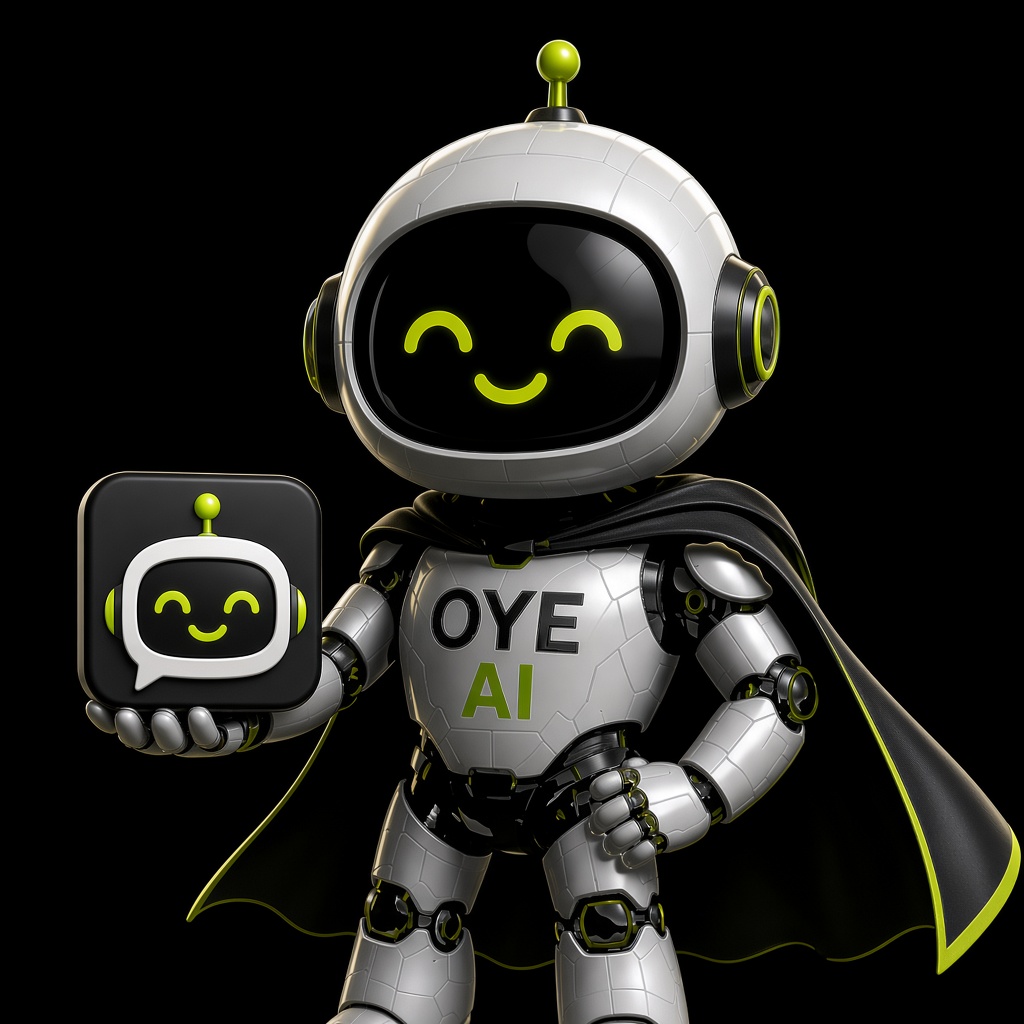 OYE AI mascot presenting the OYE AI plan